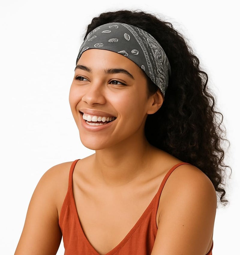 SUNRIBE 3 Pack Paisley Bandanas – 100% Cotton Square 21x21 Head Wrap, Headband, Face Cover, Neck Scarf for Men & Women - Image 4